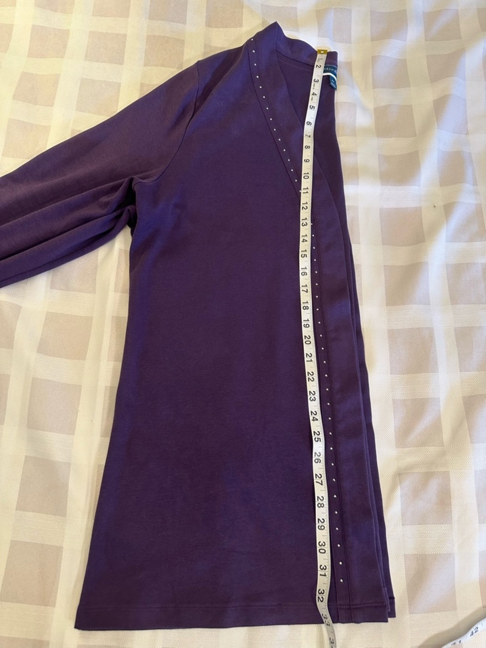 Karen Scott Purple Open-Front Cardigan w/Bling - Picture 3 of 6